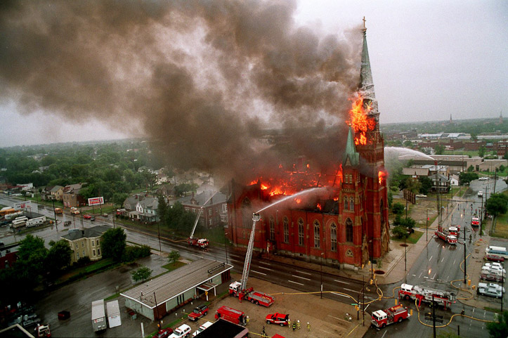 Lightning struck St. Mary's Catholic Church on Sept. 2, 1993, sparking a  fire that destroyed the 1887 structure.